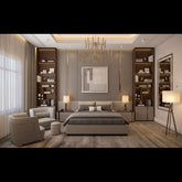 Trueliving Luxurious Wing-back Dark bed Laminated Finish & PU Finish 6Ft *6Ft *1Ft